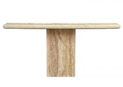 Mid Century Italian Modern Travertine Marble Console Table Entry or Sofa Table - 3910158