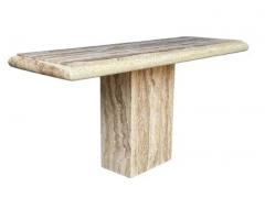 Mid Century Italian Modern Travertine Marble Console Table Entry or Sofa Table - 3910159