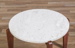 Mid Century Italian Modern Travertine Sculpted Walnut Side Tables - 4252227