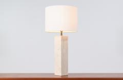 Mid Century Italian Modern Travertine Stone Table Lamp - 3094785