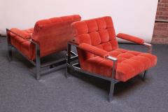 Mid Century Italian Modern Tufted Mohair and Chrome Lounge Chairs - 2427980