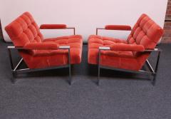 Mid Century Italian Modern Tufted Mohair and Chrome Lounge Chairs - 2427983
