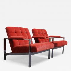 Mid Century Italian Modern Tufted Mohair and Chrome Lounge Chairs - 2429700