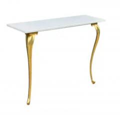 Mid Century Italian Modern White Marble Brass Floating Console Table or Desk - 3928523