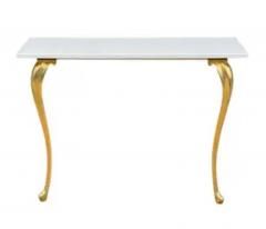 Mid Century Italian Modern White Marble Brass Floating Console Table or Desk - 3928525