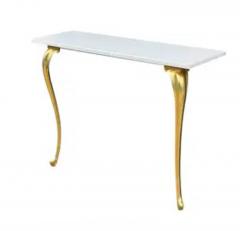 Mid Century Italian Modern White Marble Brass Floating Console Table or Desk - 3928526