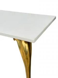 Mid Century Italian Modern White Marble Brass Floating Console Table or Desk - 3928536