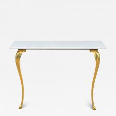 Mid Century Italian Modern White Marble Brass Floating Console Table or Desk - 3930934