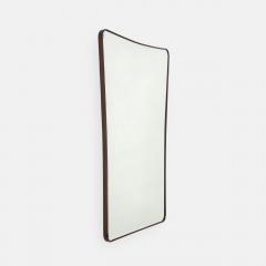 Mid Century Italian Modernist Large Shaped Wood Beveled Wall Mirror  - 4787459