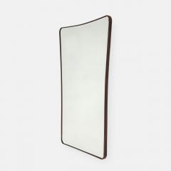 Mid Century Italian Modernist Large Shaped Wood Beveled Wall Mirror  - 4787460