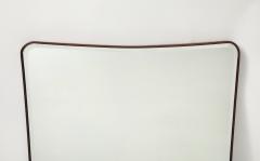 Mid Century Italian Modernist Large Shaped Wood Beveled Wall Mirror  - 4787461