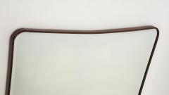 Mid Century Italian Modernist Large Shaped Wood Beveled Wall Mirror  - 4787464