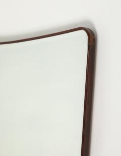 Mid Century Italian Modernist Large Shaped Wood Beveled Wall Mirror  - 4787465