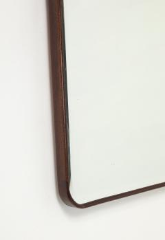 Mid Century Italian Modernist Large Shaped Wood Beveled Wall Mirror  - 4787467
