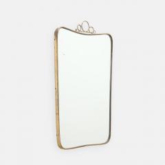 Mid Century Italian Modernist Shaped Brass Mirror with Scroll Crest - 4754041