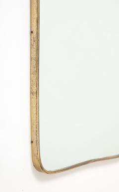 Mid Century Italian Modernist Shaped Brass Mirror with Scroll Crest - 4754049