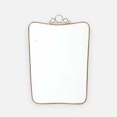 Mid Century Italian Modernist Shaped Brass Mirror with Scroll Crest - 4754190