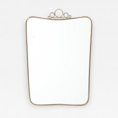 Mid Century Italian Modernist Shaped Brass Mirror with Scroll Crest - 4754191