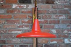 Mid Century Italian Modernist Wall Swag Lamp in Brass and Red Lacquered Metal - 3489439