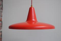 Mid Century Italian Modernist Wall Swag Lamp in Brass and Red Lacquered Metal - 3489440