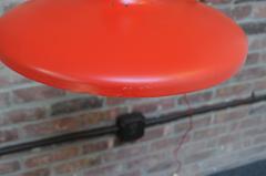 Mid Century Italian Modernist Wall Swag Lamp in Brass and Red Lacquered Metal - 3489442