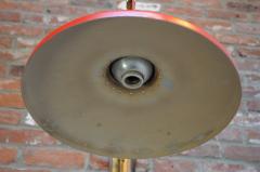 Mid Century Italian Modernist Wall Swag Lamp in Brass and Red Lacquered Metal - 3489444