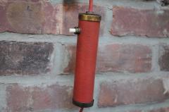 Mid Century Italian Modernist Wall Swag Lamp in Brass and Red Lacquered Metal - 3489446