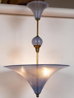 Mid Century Italian Murano Blown Blue Swirl Pendant - 3039967