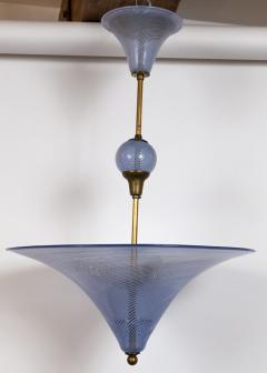 Mid Century Italian Murano Blown Blue Swirl Pendant - 3040008