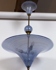 Mid Century Italian Murano Blown Blue Swirl Pendant - 3040012