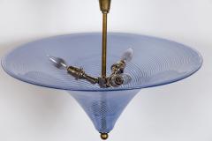 Mid Century Italian Murano Blown Blue Swirl Pendant - 3040023