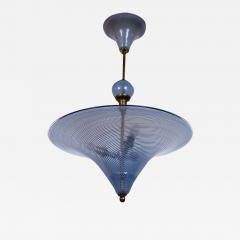 Mid Century Italian Murano Blown Blue Swirl Pendant - 3044745