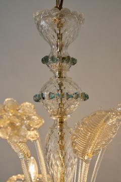 Mid Century Italian Murano Glass Chandelier with Flowers and Leaves 1950s - 4488627