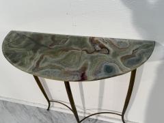 Mid Century Italian Onyx Console Table with Brass Base - 4301003