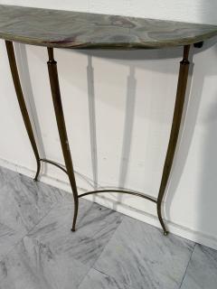 Mid Century Italian Onyx Console Table with Brass Base - 4301005