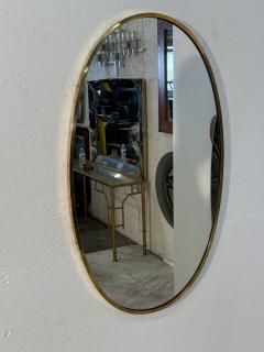 Mid Century Italian Oval Wall Mirror with Brass Frame 1960s - 4293318