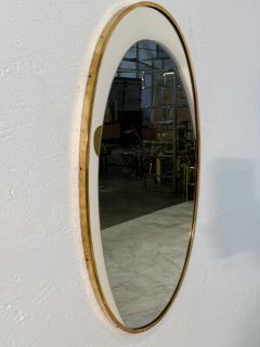 Mid Century Italian Oval Wall Mirror with Brass Frame 1960s - 4293319