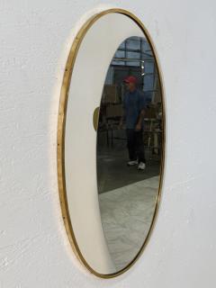 Mid Century Italian Oval Wall Mirror with Brass Frame 1960s - 4293320