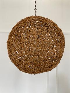 Mid Century Italian Oversized Rattan Ball Chandelier - 3225127