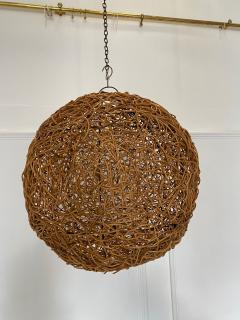 Mid Century Italian Oversized Rattan Ball Chandelier - 3225129