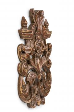 Mid Century Italian Painted and Carved Wood Scroll Wall Applique - 4657042