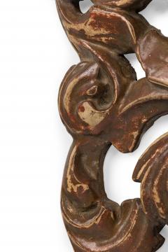 Mid Century Italian Painted and Carved Wood Scroll Wall Applique - 4657047