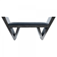 Mid Century Italian Post Modern Bench in Gunmetal and Black Colors - 2814685
