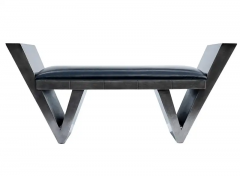 Mid Century Italian Post Modern Bench in Gunmetal and Black Colors - 2814686