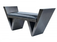 Mid Century Italian Post Modern Bench in Gunmetal and Black Colors - 2814687