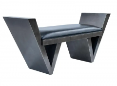 Mid Century Italian Post Modern Bench in Gunmetal and Black Colors - 2814688