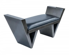 Mid Century Italian Post Modern Bench in Gunmetal and Black Colors - 2814697