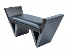 Mid Century Italian Post Modern Bench in Gunmetal and Black Colors - 2814698