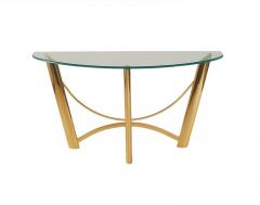 Mid Century Italian Post Modern Brass Glass Console Table or Sofa Table - 2559898