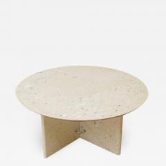 Mid Century Italian Post Modern Circular Coffee Table in Marble with X Base - 2012873